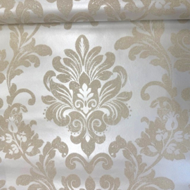 Glitter behang barok creme wit metallic 6762-30