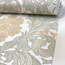 Exclusief Italiaans Vinyl Behang – Barokdesign met Gouden Glitter