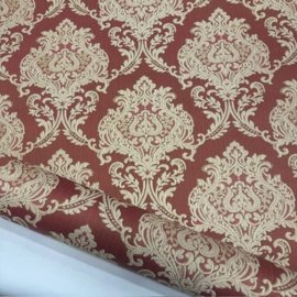 Rood goud barok behang dubbelbreed 962857