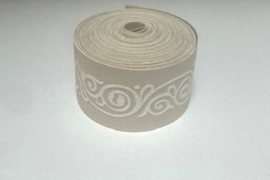 Behangrand Satijn Look Beige/Wit – 2,8 cm x 5 m