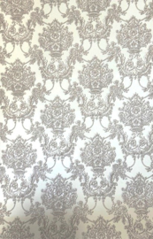 Ornamenten behang beige wit 3D effect barok glim