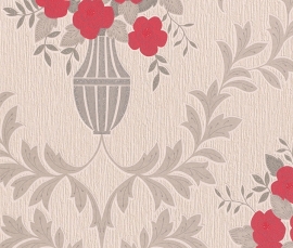 rood bloemen vinyl trendy behang 313744