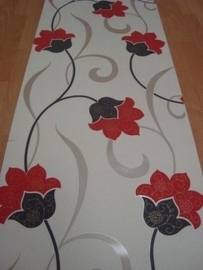 rood creme grijs vinyl glinster behang 104