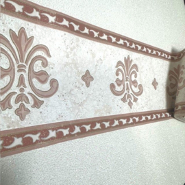 Vintage Behangrand met Franse Lelies in Warm Bruin 324405