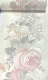 Rand Engelse bloemen glim roosjes roze kleurrijk