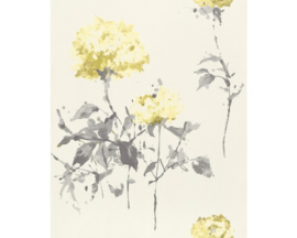 Geel bloemen behang 801545
