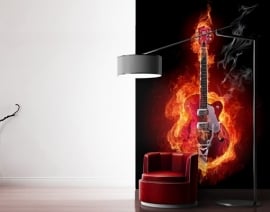 Mantiburi gitaar Fotobehang Flaming Guitar 125