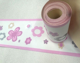 meisjes behangrand rose bloemen retro