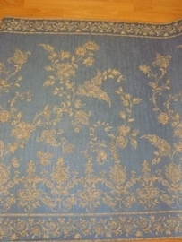 blauw goud bloemen Lambrisering behang vlies 04