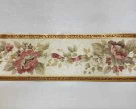 behangrand rood goud beige bloemen  905904