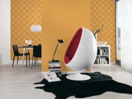 Geel retro behang  3d pop style 37477-5