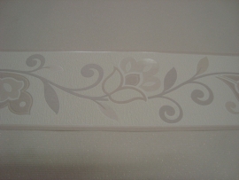 creme beige modern bloemen  behangrand