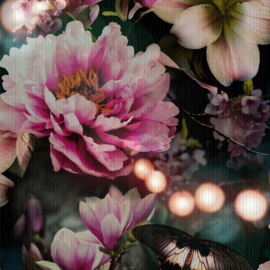 Bloemen behang roze 293109