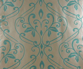 Dutch Wallcoverings Vliesbehang damast turquoise/glans 7265-5