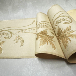 behangrand glinster  beige creme goud bloem