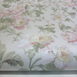 Bloemen Behang Landelijk – Crème met Roze Bloemen – York Wallcoverings WA7806