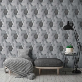 3D behang grafisch patroon met betonlook 38721-2