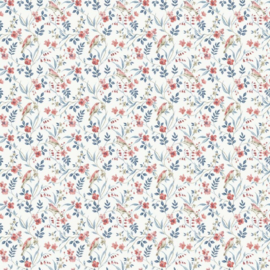 Noordwand Miniatures 3 G68715 Vliesbehang – Blauwe Bloemen met Rode Mussen