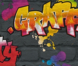 Rasch Kids Club 237801 Graffiti trendy behang