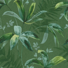 Behang tropical bloemen planten vogel 37704-2