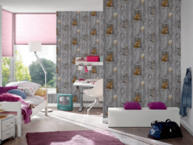 baby dieren print behang op hout 35842-1