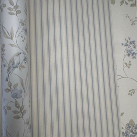 Noordwand Miniatures 3 G68740 Zachtblauw Vliesbehang – Fijne Streepjes Oudholland, Landelijk met Linnen Structuur