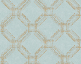Blauw retro behang  3d pop style 37477-2