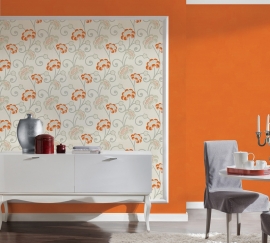Behang glitter oranje bloemen 30054-1 San Francisco-ASCreation
