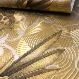 Exclusief GLOOCKLER Behang 54453 – Luxe Ornamenten en Kronen in Goud & Zwart
