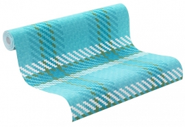 Rasch Funky Flair 721607 geruit wit groen blauw behang