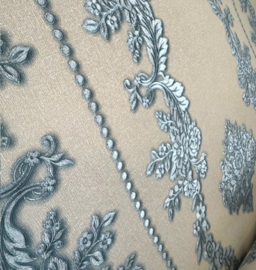 blauw wit behang klassiek glim