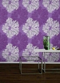 Paars zilver  bloemen behang 780154