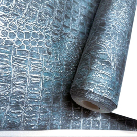 dierenhuid behang kroko behang turquoise metallic 17954