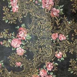 kunst behang romantische rozen mooie boeketten op marmerlook