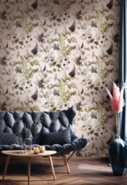 Cristiana Masi 25759 Vliesbehang – Linnenlook Pauwen Bloemen