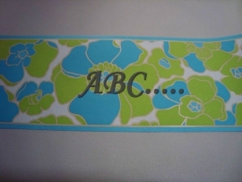 groen blauw bloemen behangrand breed