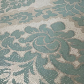 Blauw Barok Behang 4792-08 – Vintage Ornament Behang – Klassiek Vliesbehang