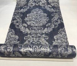 verouderd behang barok marine blauw Vintage