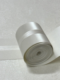 Witte klassieke behangrand satijn look 4,7 cm – 5 meter lang