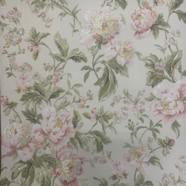 Bloemen Behang Landelijk – Crème met Roze Bloemen – York Wallcoverings WA7808
