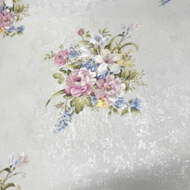 Engelse bloemen behang klaprozen satijn 37225-5