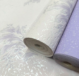 Bloemen lila vinyl behang overschilderbaar 5022-16