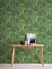 Jungle Dierenbehang met Apen, Olifanten en Tropische Sferen 38724-1