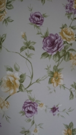engelse bloemen geel paars behang noordwand 0012