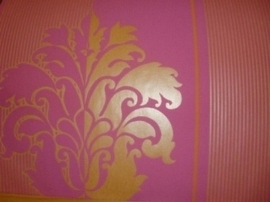 barok behang vlies roze goud 128