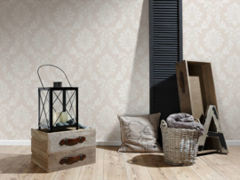 Barok vlies behang beige creme 304243