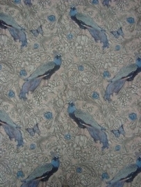 behang pauw lambrisering blauw paars vogels 47