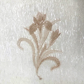 Glitter behang Creme beige bloemen 70 cm breed EXCLUSIEF Italiaans