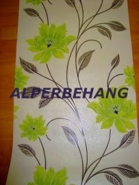 lime grijs zilver bloemen vlies behang 158