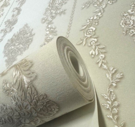 klassiek barok behang beige glans luxueuze uitstraling